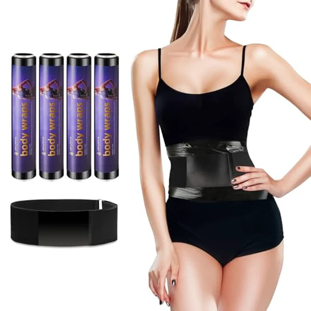 Alt view image 6 of 7 - 60 Meters Black Osmotic Plastic Body Wrap,Workout & Sweat Enhancer Stomach Film Body Applicator Power Wrap,DIY Sauna Wrap(2 Rolls)