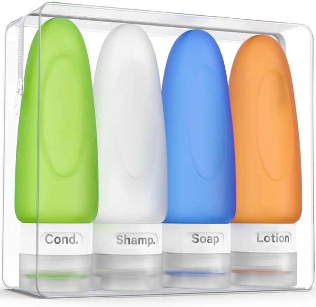 Main image of Dot&Dot Leak Proof Travel Bottles - Tubes for Liquid TSA Approved 3oz Silicone Toiletries Travel Shampoo & Conditioner Containers with Labels