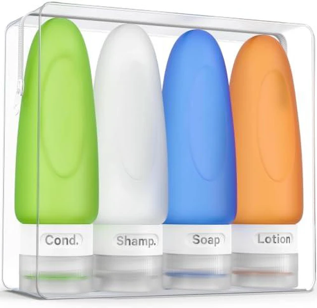Alt view image 2 of 7 - Dot&Dot Leak Proof Travel Bottles - Tubes for Liquid TSA Approved 3oz Silicone Toiletries Travel Shampoo & Conditioner Containers with Labels