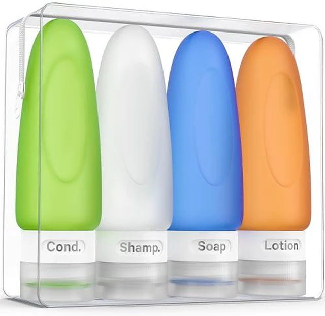 Alt view image 3 of 7 - Dot&Dot Leak Proof Travel Bottles - Tubes for Liquid TSA Approved 3oz Silicone Toiletries Travel Shampoo & Conditioner Containers with Labels