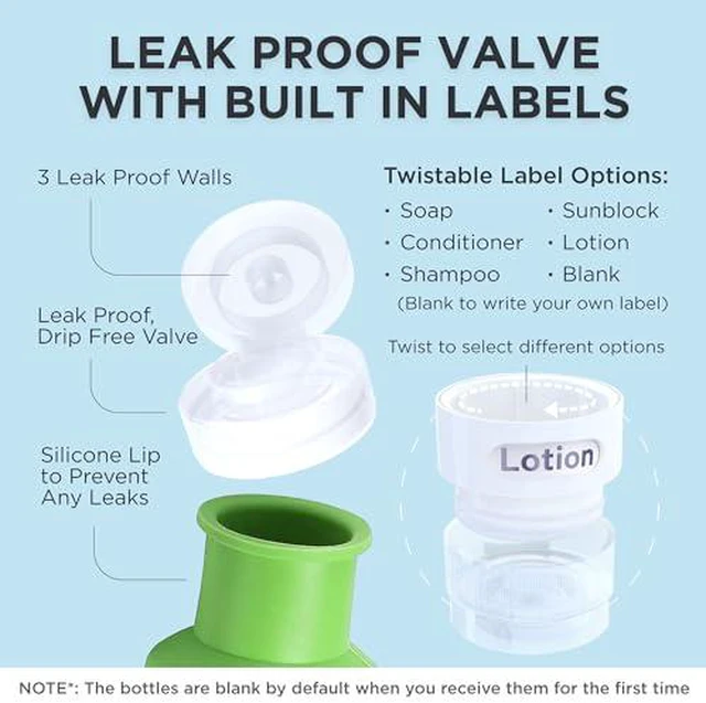 Alt view image 5 of 7 - Dot&Dot Leak Proof Travel Bottles - Tubes for Liquid TSA Approved 3oz Silicone Toiletries Travel Shampoo & Conditioner Containers with Labels