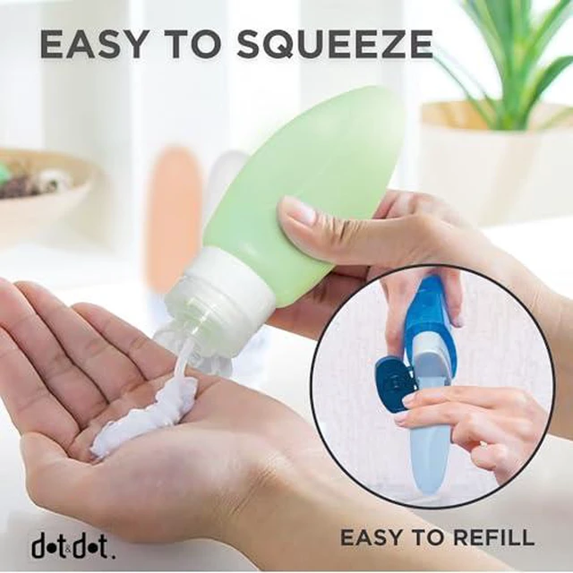 Alt view image 6 of 7 - Dot&Dot Leak Proof Travel Bottles - Tubes for Liquid TSA Approved 3oz Silicone Toiletries Travel Shampoo & Conditioner Containers with Labels