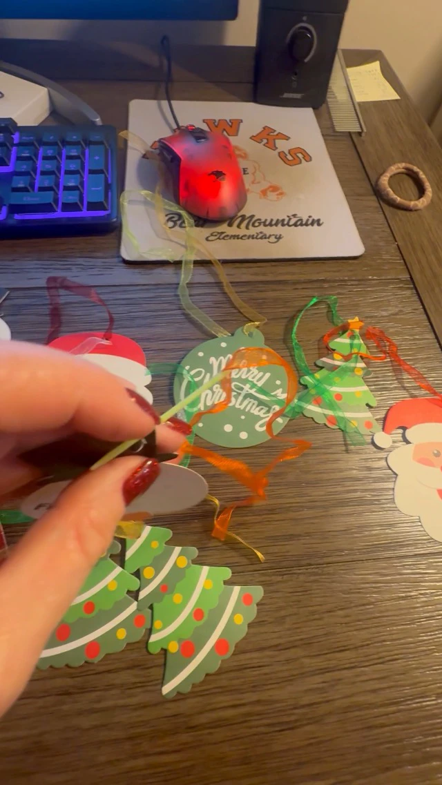 Alt view image 4 of 5 - SULOLI Christmas Gift Tags, 100 Pieces Colorful Xmas Kraft Paper Tags Hanging Labels with Organza Strings for Xmas Gift Decorations (Assorted 10 Styles)