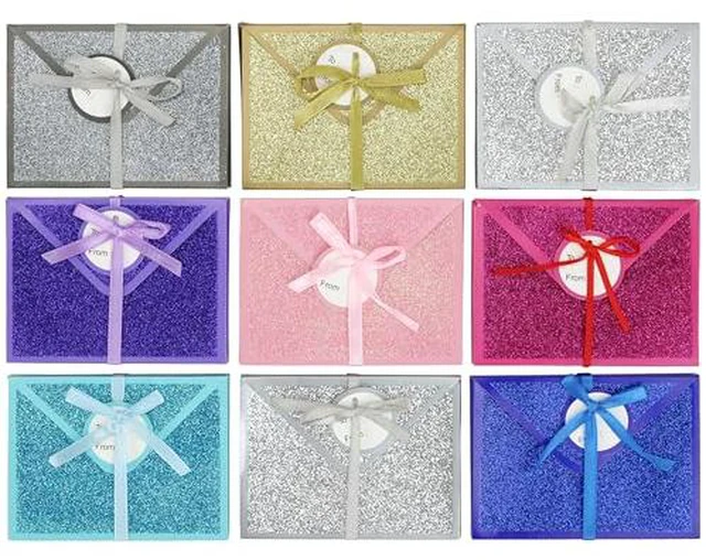 Alt view image 2 of 2 - Christmas Holiday Foil Embossed Kraft Gift Card Holder Boxes, Set of 9