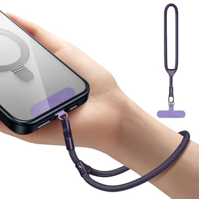Alt view image 6 of 6 - Dadanism Phone Lanyard 2 Pack, with 2 Tether Tab, Black + Silver Gray