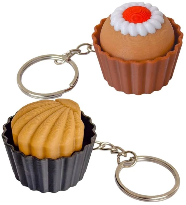 Main image of 2Pcs Cute Dessert & Chocolate Shaped Fidget Keychain Clicker Toy - Portable Clicky Fidget for Stress Relief, ADHD, Anxiety, Realistic Food Design, Decompression Clicker Toys (Black B)