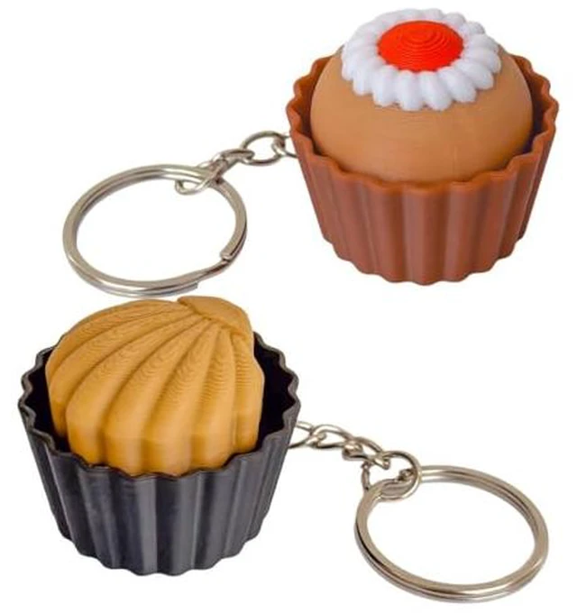 Alt view image 2 of 2 - 2Pcs Cute Dessert & Chocolate Shaped Fidget Keychain Clicker Toy - Portable Clicky Fidget for Stress Relief, ADHD, Anxiety, Realistic Food Design, Decompression Clicker Toys (Black B)