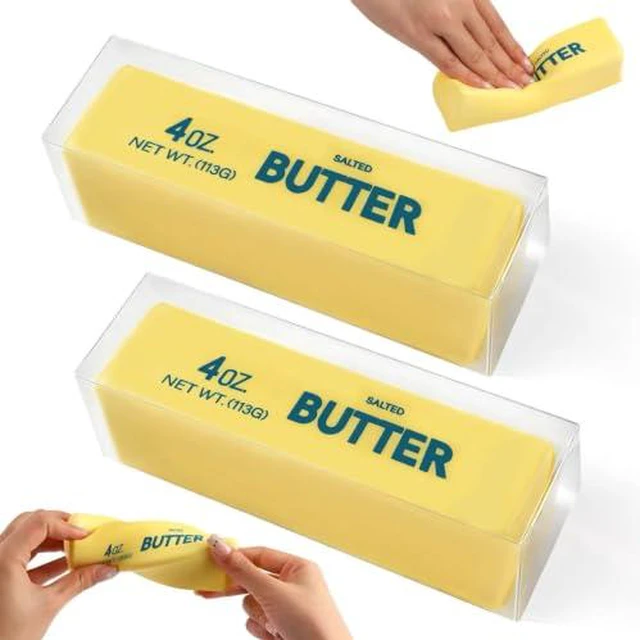 Alt view image 2 of 6 - Butter Squishy Fidget Toys Slow Rising Stress Relief Toy - Realistic Butter Stick Squeeze, Soft PU Foam Fidget for Anxiety & Sensory Relief, Cute Desk Decor for Kids, School