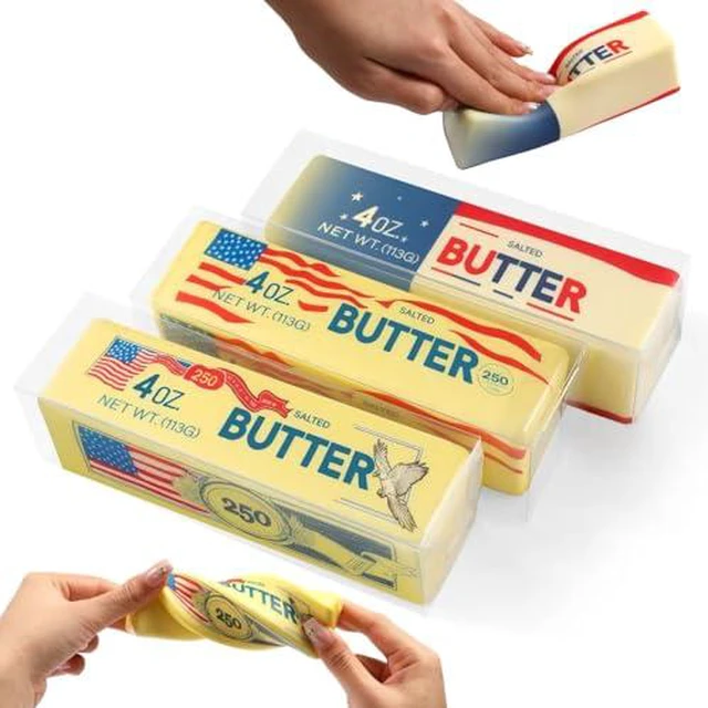Alt view image 3 of 6 - Butter Squishy Fidget Toys Slow Rising Stress Relief Toy - Realistic Butter Stick Squeeze, Soft PU Foam Fidget for Anxiety & Sensory Relief, Cute Desk Decor for Kids, School