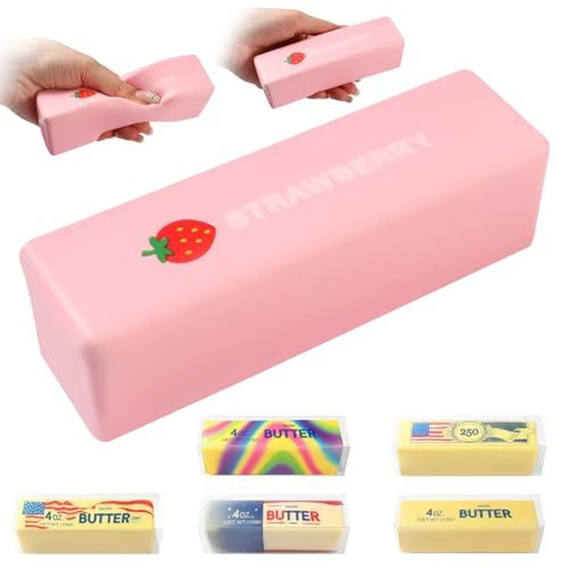Alt view image 6 of 6 - Butter Squishy Fidget Toys Slow Rising Stress Relief Toy - Realistic Butter Stick Squeeze, Soft PU Foam Fidget for Anxiety & Sensory Relief, Cute Desk Decor for Kids, School