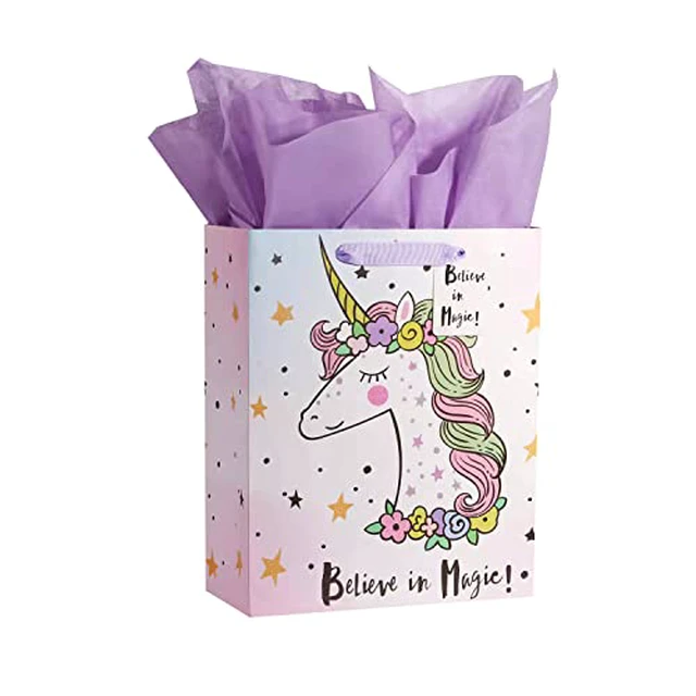 Alt view image 2 of 6 - Bobobag 13" Large Gift Bag with Tissue Paper for Girls happy Birthday gift bags (Unicorn)