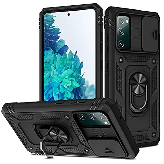 Alt view image 2 of 6 - for Samsung S20 FE 5G Case, Samsung Galaxy S20 FE Case with Slide Camera Cover, Military-Grade Heavy Duty Magnetic Kickstand Car Mount Protective Case for Galaxy S20 FE 5G, Black
