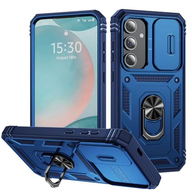 Alt view image 3 of 6 - for Samsung S20 FE 5G Case, Samsung Galaxy S20 FE Case with Slide Camera Cover, Military-Grade Heavy Duty Magnetic Kickstand Car Mount Protective Case for Galaxy S20 FE 5G, Black