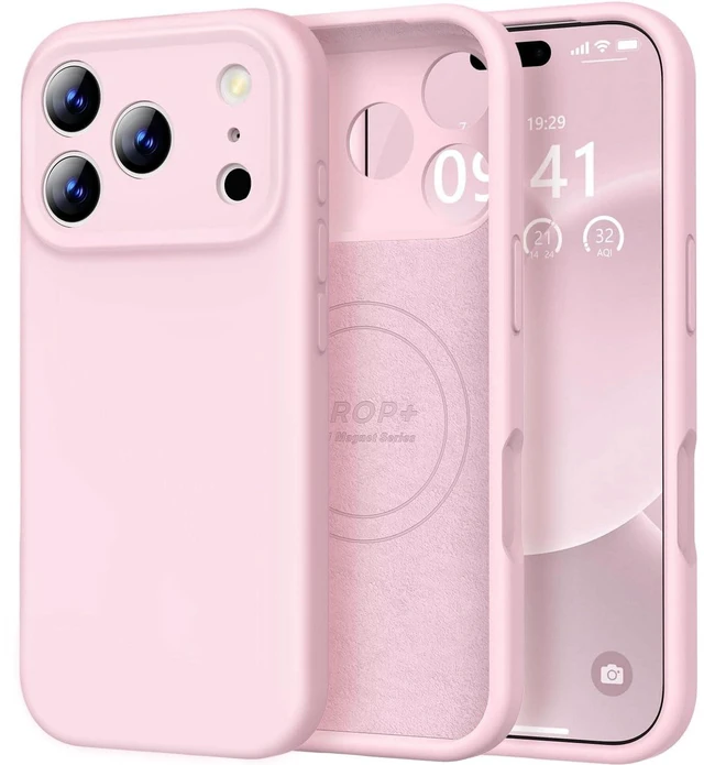 Main image of Vooii Magnetic for iPhone 17 Pro Case 6.3" Premium Silicone, Chalk Pink