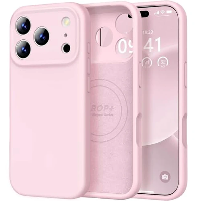 Alt view image 2 of 6 - Vooii Magnetic for iPhone 17 Pro Case 6.3" Premium Silicone, Chalk Pink