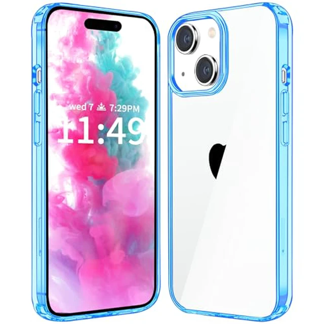 Alt view image 5 of 5 - JJGoo Compatiable with iPhone 15 Plus Case Clear, Transparent Shockproof Phone Case, Slim Anti-Scratch Hard PC Back Protective Cover Bumper, Clear