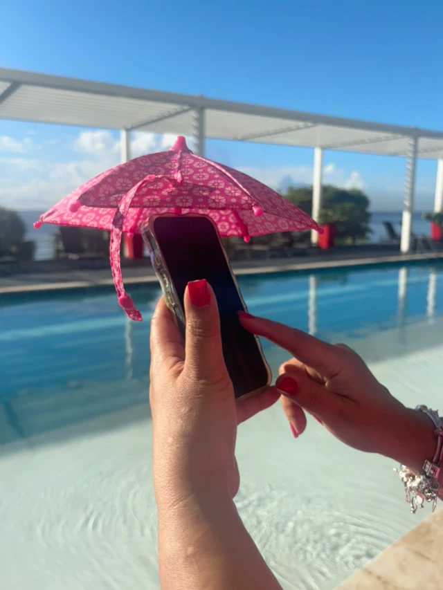 Alt view image 6 of 6 - Phone Umbrella for Sun, Cell Phone Umbrella Sun Shade with Universal Adjustable Piggy Suction Cup Stand, Outdoor Cute Anti-Reflective Shield for iPhone, 4-10 Smartphones