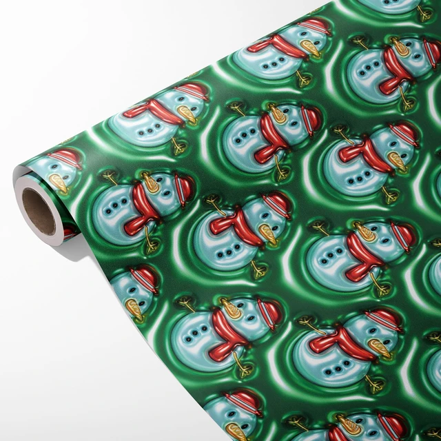 Main image of Dtiafu Stereoscopic Christmas Wrapping Paper Roll - Unique Xmas with Green Snowman Gift Wrap Sheets Design for Winter Holiday Celebration - Total 28.5sq.ft
