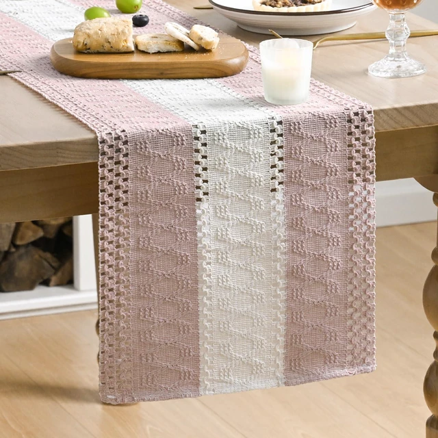 Main image of Artoid Mode Pink Farmhouse Woven Table Runner 12x60 Inch
