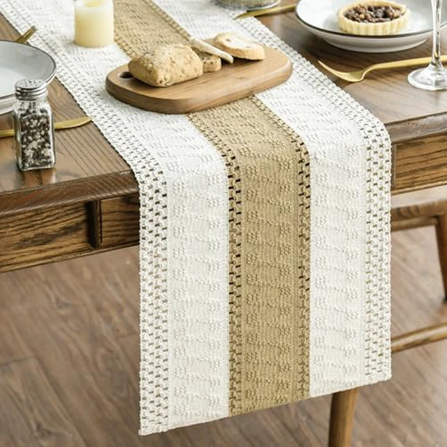Alt view image 5 of 6 - Artoid Mode Pink Farmhouse Woven Table Runner 12x60 Inch