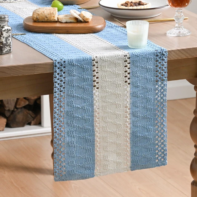Main image of Artoid Mode Sky Blue Farmhouse Woven Table Runner 12x72 Inch