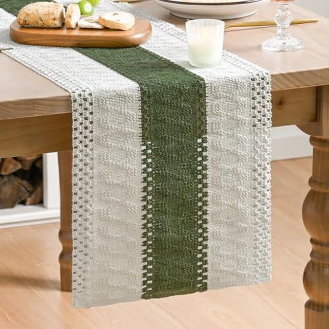 Alt view image 3 of 5 - Artoid Mode Sky Blue Farmhouse Woven Table Runner 12x72 Inch
