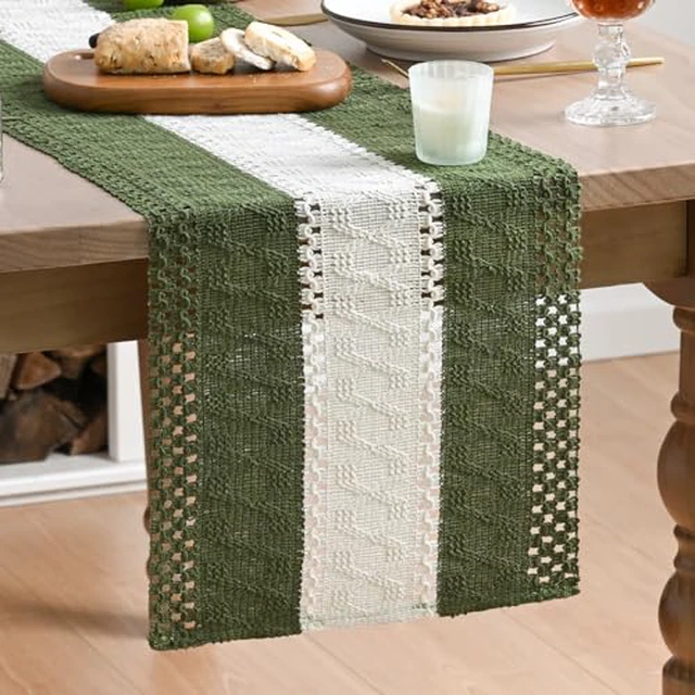 Alt view image 4 of 5 - Artoid Mode Sky Blue Farmhouse Woven Table Runner 12x72 Inch