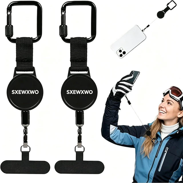 Main image of 2PCS Phone Lanyard for Retractable Generic Tether Cell Anti Theft Strap Lost Adjustable 360 Rotating