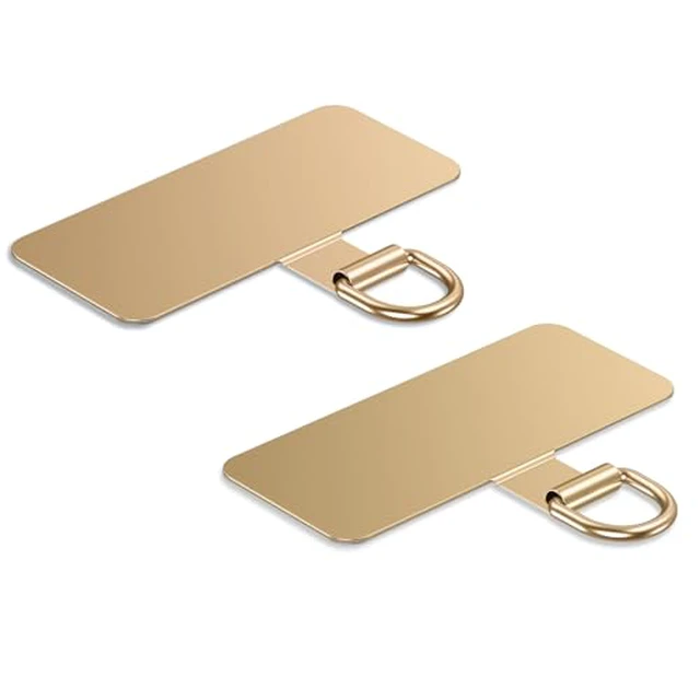 Alt view image 4 of 6 - Phone Lanyard Tab, Heavy Duty Tether Tab for iPhone & Android, Metal Lanyard Patch & Strap Adapter, 44lbs Load Capacity, Universal Phone Case Insert for Strap & Charm (Champagne Gold+Black