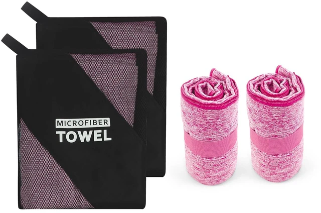 Main image of 2 Pack Quick Dry Camping Towel Lightweight,Fast Drying Microfiber Travel Towel for Face Hand Neck Hiking Fishing Tennis Cycling(Light Pink, 2 Pack S(15.5X31 Inch)