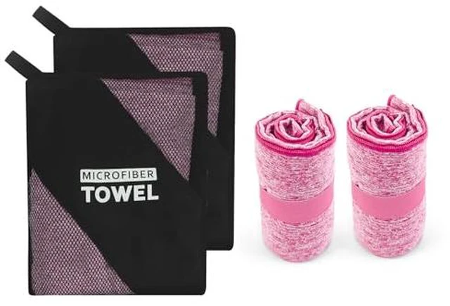 Alt view image 2 of 5 - 2 Pack Quick Dry Camping Towel Lightweight,Fast Drying Microfiber Travel Towel for Face Hand Neck Hiking Fishing Tennis Cycling(Light Pink, 2 Pack S(15.5X31 Inch)