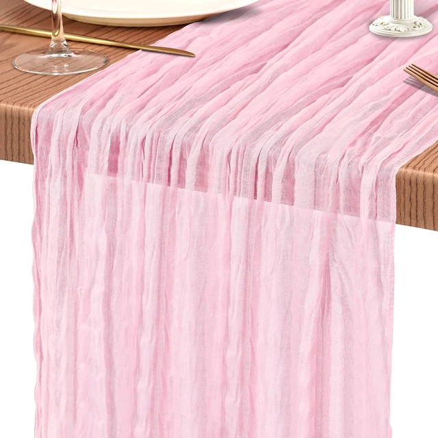 Main image of 1 Pack Light Pink Cheesecloth Table Runner Wedding Birthday Table Decor | Boho Gauze Cheese Cloth Table Runner 10FT Romantic Rustic Sheer Table Decor for Party Baby Shower Holiday Home