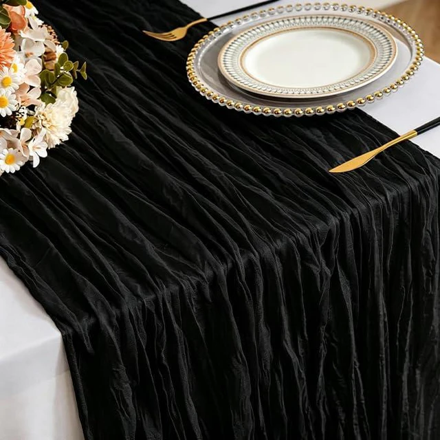 Alt view image 2 of 5 - White Cheesecloth Table Runner Gauze 35x120 Inches 10FT Boho Rustic Farmhouse for Thanksgiving Fall Wedding Bridal Shower Baby Shower Home Holiday Decorations