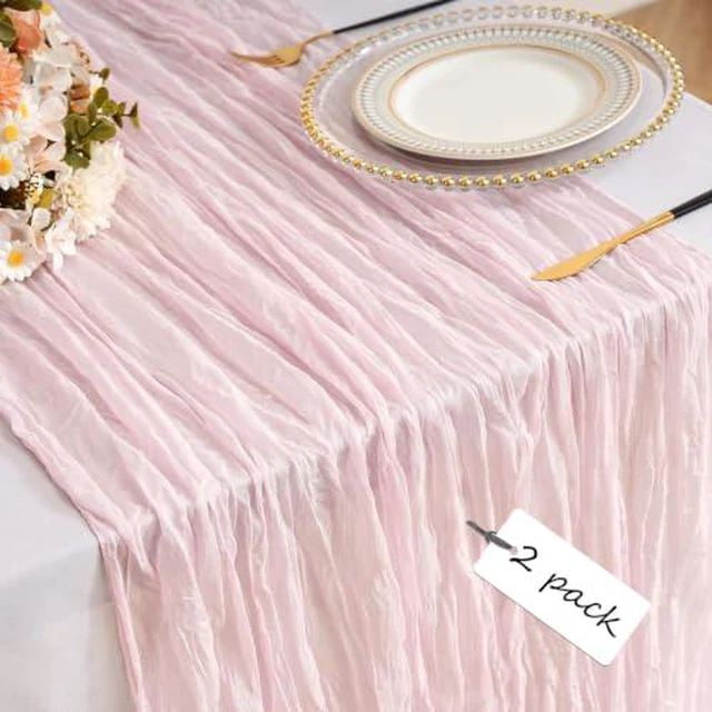 Alt view image 5 of 5 - White Cheesecloth Table Runner Gauze 35x120 Inches 10FT Boho Rustic Farmhouse for Thanksgiving Fall Wedding Bridal Shower Baby Shower Home Holiday Decorations