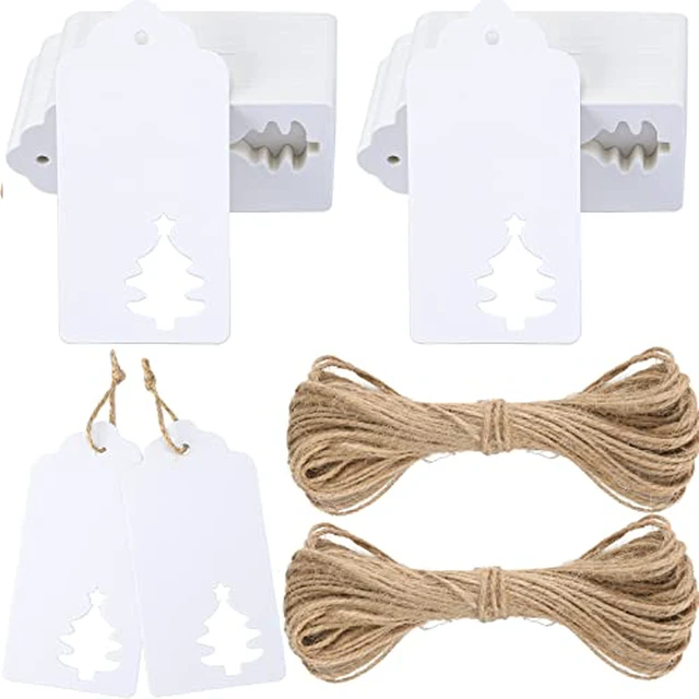 Alt view image 3 of 3 - 100 Pcs Kraft Paper Hollow Christmas Tree Gift Tags with String Christmas Wrapping Tags Blank Brown Gift Tag Vintage Craft Hang Tags with 100 Feet Jute Twine