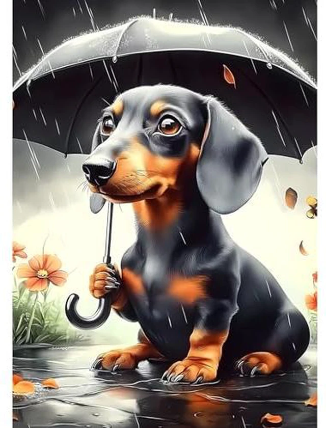 Alt view image 2 of 6 - MXJSUA DIY Diamond Painting Kits for Adults, Umbrella Dachshund Dog Diamond Gem Art Painting for Beginners, Diamond Picture with Full Round Drill Dots Craft Set Gift, 12x16 Inch