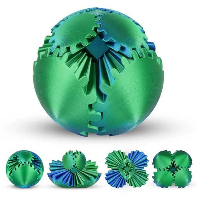 Alt view image 4 of 6 - Enwokran Gear Ball 3D Printed Gear Sphere Fidget Toy | Spin Ball Cube Fidget Toys - ADHD Autism Stress & Anxiety Relief Desk Toy for Office and Home for Adults (Mix Color, 2.23inch)