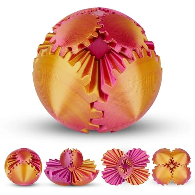Alt view image 6 of 6 - Enwokran Gear Ball 3D Printed Gear Sphere Fidget Toy | Spin Ball Cube Fidget Toys - ADHD Autism Stress & Anxiety Relief Desk Toy for Office and Home for Adults (Mix Color, 2.23inch)