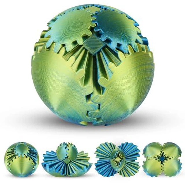 Alt view image 3 of 6 - Enwokran Gear Ball 3D Printed Gear Sphere Fidget Toy | Spin Ball Cube Fidget Toys - ADHD Autism Stress & Anxiety Relief Desk Toy for Office and Home for Adults (Mix Color, 2.23inch)