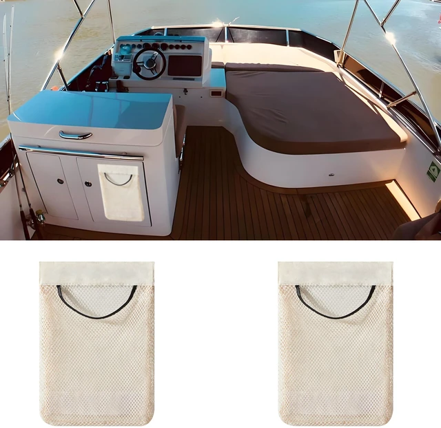 Main image of 2PCS 10''×11'' Boat Storage Bag Boat Adhesive Backed Storage Bag Boat Organizers Boat Trash Bag Small Cargo Net for Boat Truck RV Travel Long Road Trip