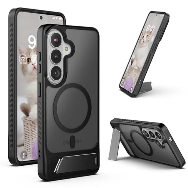 Alt view image 3 of 5 - Cresee Magnetic for Samsung Galaxy S26 Ultra Case, Built-in Stand, Compatible with Magsafe, Matte Translucent Hard Back + TPU Bumper Phone Cover with Magnets for Galaxy S26 Ultra - Orange Frost