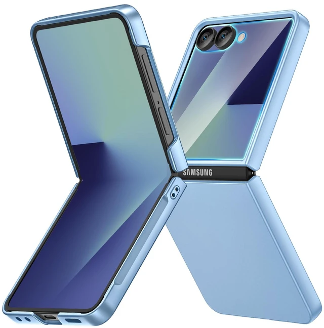Main image of Ruky for Z Flip 7 Slim Case with Built-in Back Screen Protector, Blue