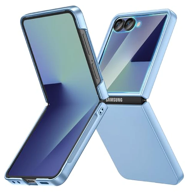 Alt view image 2 of 5 - Ruky for Z Flip 7 Slim Case with Built-in Back Screen Protector, Blue