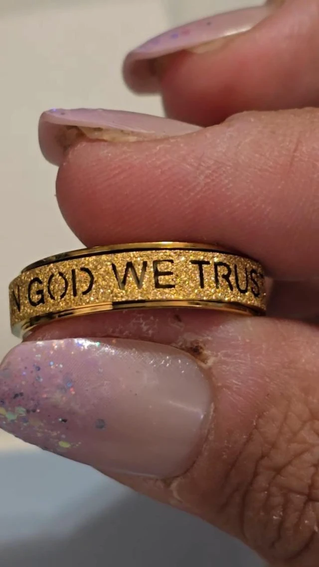 Alt view image 4 of 6 - Fidget Toys Adults SpinnerAnxiety Spinning Thumb Band in God We Trust Stainless Steel for Women Men Relief Silver Size 10 (Silver, Size 6)
