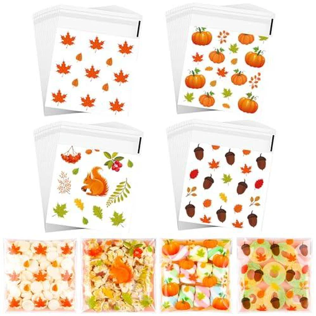 Alt view image 4 of 6 - Self-Sealing Christmas Cellophane Cookie Bags - 4x4 Inch 100 PCS Plastic Self-Adhesive Xmas Santa Goodie Candy Treat Gifts Bags Bulk Pouches for Holiday Winter Party Favors Gift Wrapping, 5 Style