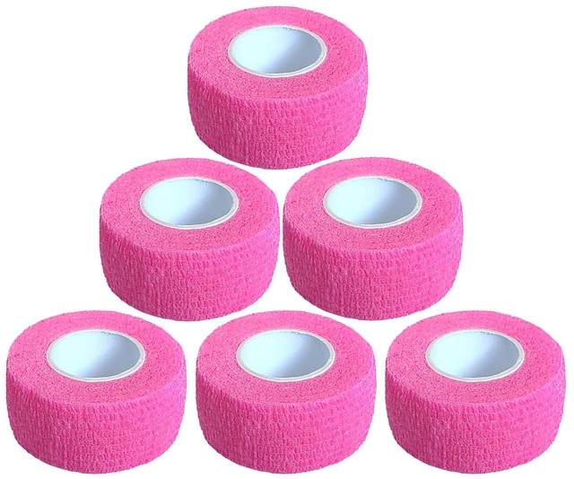 Main image of Baisunt 6 Pack 1 Inches Cohesive Bandage Self Adhesive Wrap Elastic Self Adherent Vet Wrap Breathable Self Stick Tape for Wrist, Ankle, Sports, Tatoo Wrap(5 Yards, Pink)