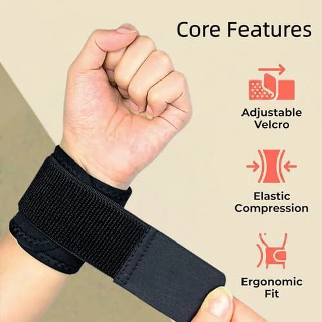 Alt view image 4 of 6 - Adjustable Wrist Support Brace, Compression Wrist Wraps for Men & Women, Wrist Guard for Sports, Fitness, Weightlifting, Tendonitis, Carpal Tunnel Pain Relief, One Size Fits Most (1)