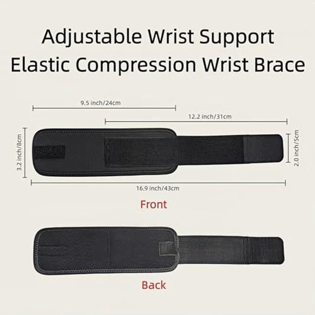 Alt view image 3 of 6 - Adjustable Wrist Support Brace, Compression Wrist Wraps for Men & Women, Wrist Guard for Sports, Fitness, Weightlifting, Tendonitis, Carpal Tunnel Pain Relief, One Size Fits Most (1)