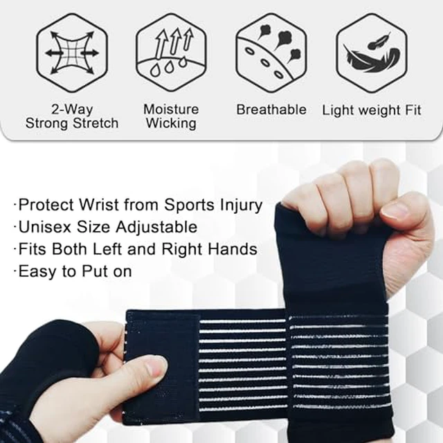 Alt view image 3 of 6 - 2 Pack Wrist Brace, Compression Wrist Support Splint for Women Men, Adjustable Wrist Strap Compression Wraps Fit Right Left Hand for Fitness, Carpal Tunnel Arthritis, Tendonitis, Wrist Pain