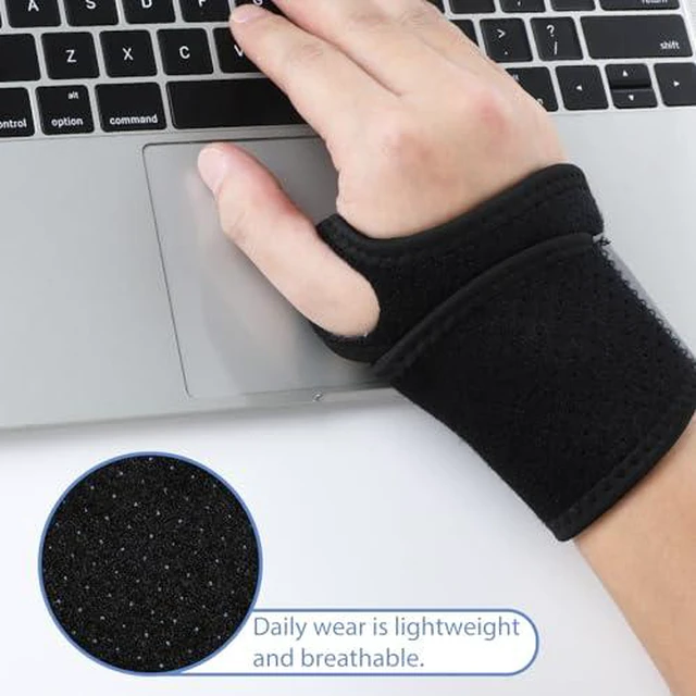 Alt view image 5 of 6 - 2 Pcs Black Ultra-Thin Wrist Braces Breathable Mesh Wrist Support Elastic Comfort Fabric Wrists Wraps Fits Both Wrists Unisex Adjustable Ulnar Wristes Braces for Sports Workouts and Daily Use